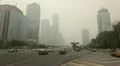 Air Pollution and Huge Traffic in Beijing CBD, China due to a dust storm HD Footage