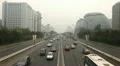 Air Pollution and Huge Traffic in Beijing CBD, China due to a dust storm HD Footage