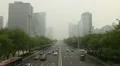 Air Pollution and Huge Traffic in Beijing, China due to Mongolian dust storm HD Footage
