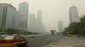 Air Pollution and Huge Traffic in Beijing, China due to Mongolian dust storm HD Footage