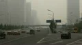 Air Pollution and Huge Traffic in Beijing, China due to Mongolian dust storm HD Footage