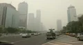 Air Pollution and Huge Traffic in Beijing, China due to Mongolian dust storm HD Footage