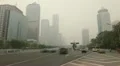 Air Pollution and Huge Traffic in Beijing, China due to dust storm, time lapse HD Footage