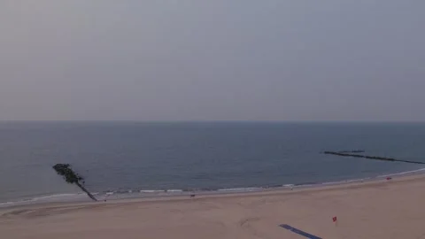 Air Pollution From Canada Wildfire in New York, Brooklyn, Coney Island Stock Footage 243193544