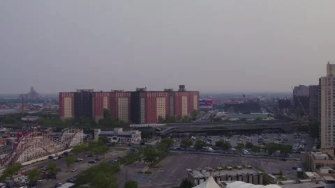 Air Pollution From Canada Wildfire in New York, Brooklyn, Coney Island Stock Footage 243193545