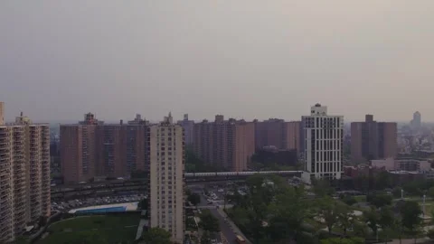 Air Pollution From Canada Wildfire in New York, Brooklyn, Coney Island Stock Footage 243193573