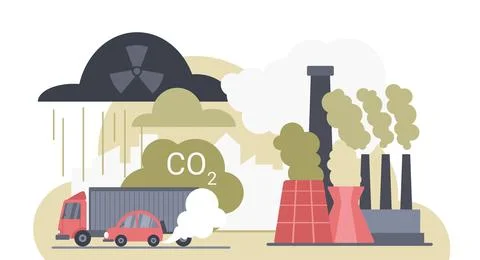 Air Pollution Cloud Factory Emissions Vector Stock Illustration