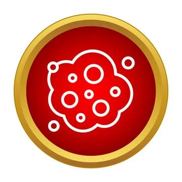 Air pollution cloud with particles in red button Stock Illustration
