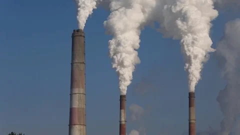 Air Pollution Clouds of Smoke Coming From the Chimneys Video stock 72012508