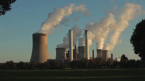 Air pollution, coal fired power plant Stock Footage 102465298