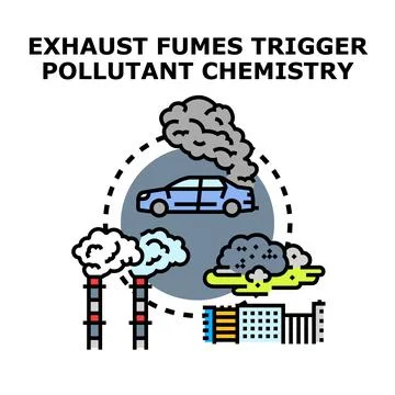 Air pollution cycle creating environmental chemistry problem Ilustración de archivo
