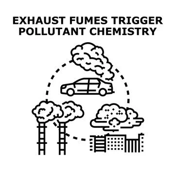 Air pollution cycle creating environmental chemistry problem Ilustración de archivo