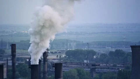 Air pollution disaster smog from power plants HD Stock Footage 336573793