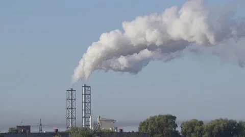 Air pollution from factory Stock Footage 54651380