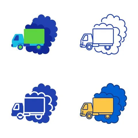 Air pollution icon set in flat and line style Ilustração Stock