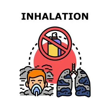 Air pollution inhalation causing respiratory health problems warning Stock Illustration