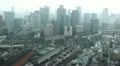 Air Pollution Japanese City Osaka Skyline Center Office Buildings Panorama Day HD Footage