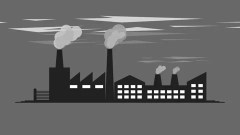 Air pollution from mill factory causing environmental pollution Stock Footage 310048843