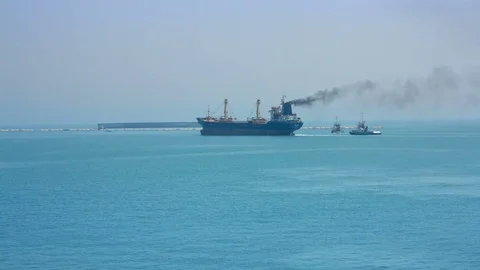 Air Pollution From Ship Stock Footage 72191639