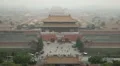 Air Pollution, Smog, Aerial View, Gate to Forbidden City, Center Beijing, China HD Footage