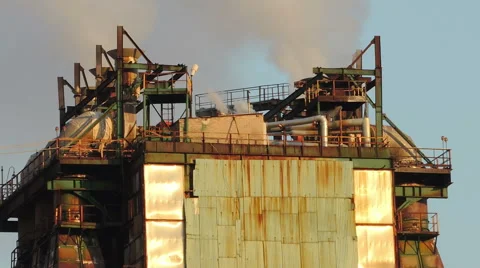 Air pollution, smoke emissions from large pipes (1) Video stock 49070261