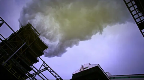 Air Pollution from Stack at Chemical Company Stock Footage 33376682