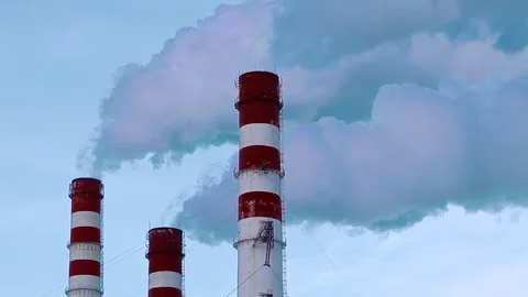 Air pollution. Thick smoke from chimneys Stock Footage 252096432