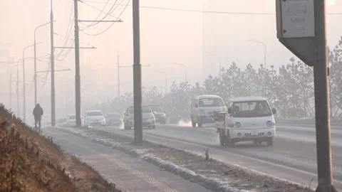 Air Pollution of Ulaanbaatar, Mongolia Stock Footage 148096072