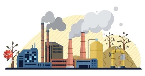 Air pollution vector illustration. The air pollution concept is puzzle, riddl Illustrazione stock