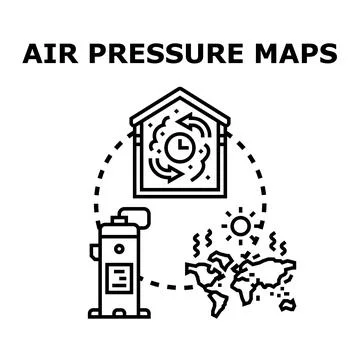 Air pressure maps analyzing global climate change Stock Illustration