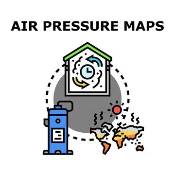 Air pressure maps analyzing global climate change Stock Illustration