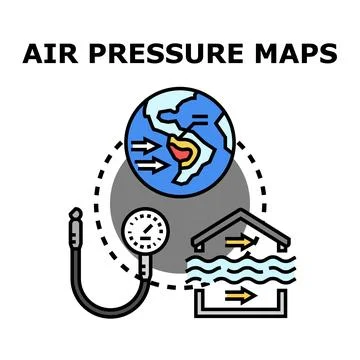 Air pressure maps concept, global atmospheric data analysis Stock Illustration