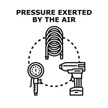 Air pressure tools measuring and working concept Stock Illustration
