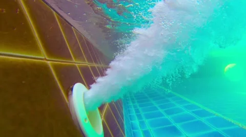 Air Pump Blasting Bubbles in Swimming Pool Stock Footage 48569018