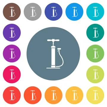 Air pump flat white icons on round color backgrounds Illustration