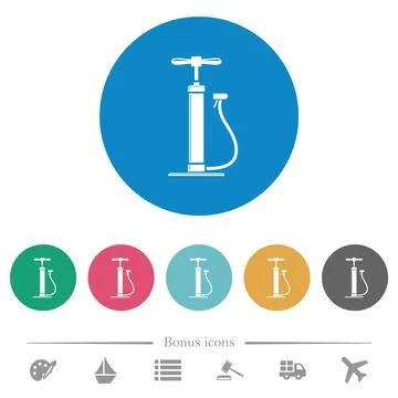 Air pump with gloss flat round icons Stock Illustration