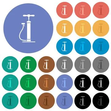 Air pump round flat multi colored icons Illustration