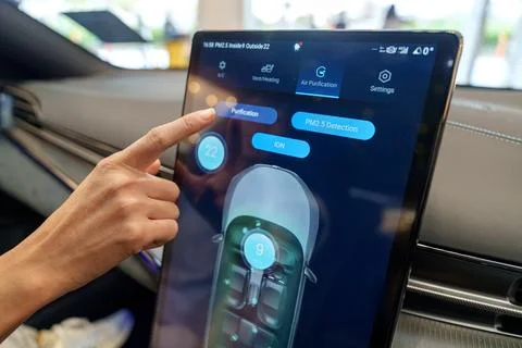 Air purification control panel in the BYD electric vehicle Stock Photos