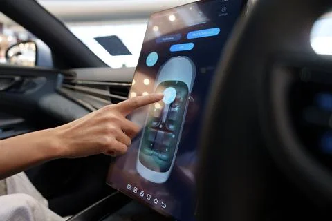 Air purification control panel in the BYD electric vehicle Stock Photos
