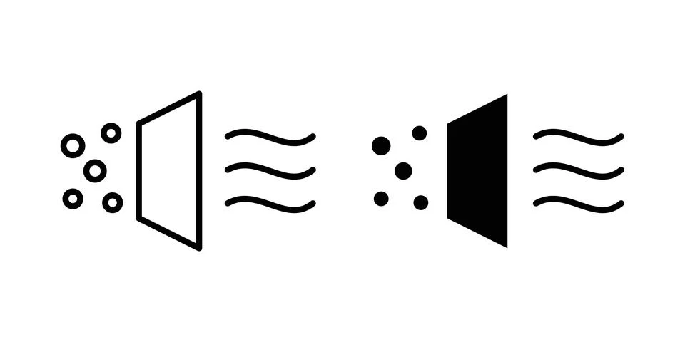 Air purification icon solid, line, and editable vector set. Stock Illustration