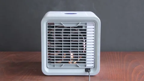 Air purifier burns with fire, flames and sparks, black smoke.  The cause of the  Video stock 170091619