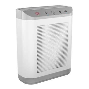 Air purifier with control panel, home air cleaner device. 3D rendering Illustrazione stock
