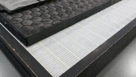 Air Purifier Filter component : Pre Filter, Carbon Filter, and HEPA filter Stock Footage 231760537