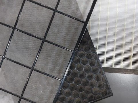 Air Purifier Filter component : Pre Filter, Carbon Filter, and HEPA filter Stock Photos