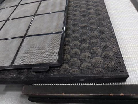 Air Purifier Filter component : Pre Filter, Carbon Filter, and HEPA filter Stock Photos