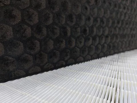 Air Purifier Filter component : Pre Filter, Carbon Filter, and HEPA filter Stock Photos