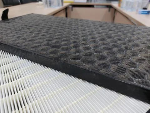 Air Purifier Filter component : Pre Filter, Carbon Filter, and HEPA filter Stock Photos