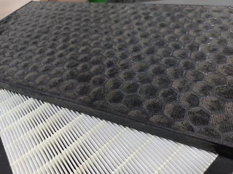 Air Purifier Filter component : Pre Filter, Carbon Filter, and HEPA filter Stock Photos