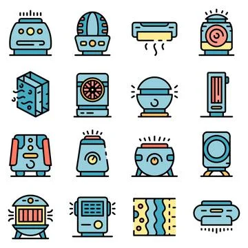 Air purifier icons set vector flat Stock Illustration