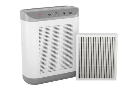 Air purifier with replacement filter. 3D rendering Stock Illustration